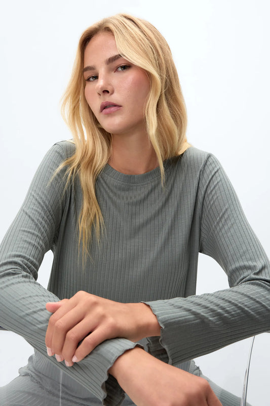 Soft Ribs Long Sleeve Modal Top