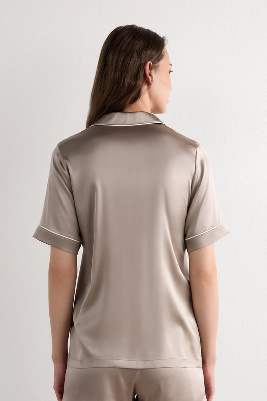 Menswear Cut Short Sleeve Silk Shirt