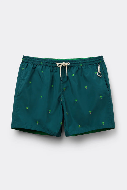 Palm Tree Print Reversible Swim Trunks