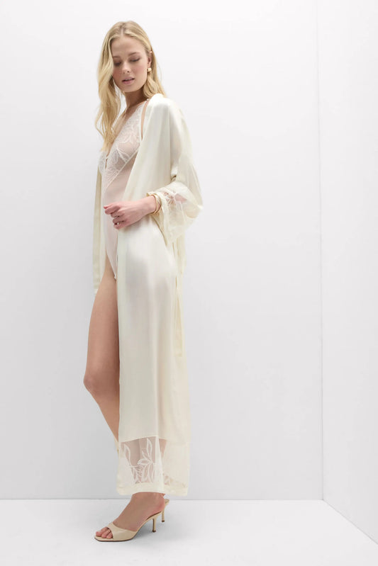 My Forever Love Long Silk and Lace Robe
