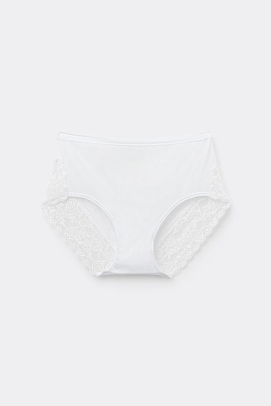 Microfiber and Lace High Rise Panties