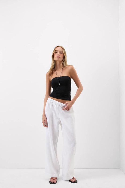 The Pure Linen Full Length Drawstring Pants in Linen Fabric
