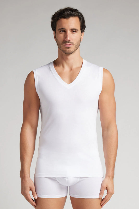Mercerized Cotton V-Neck Tank Top filo Premium