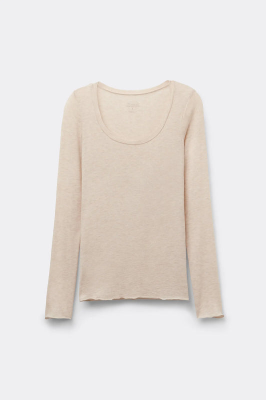 Long Sleeve Scoop Neck Top in Ultralight Modal with Cashmere
