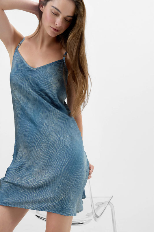 Fanciful Flowers Print Viscose Satin Chemise