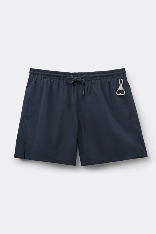 Mid-Length Solid Color Swim Trunks