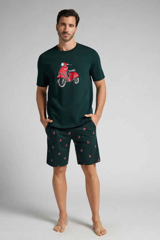 Scooter Print Short Cotton Pajamas