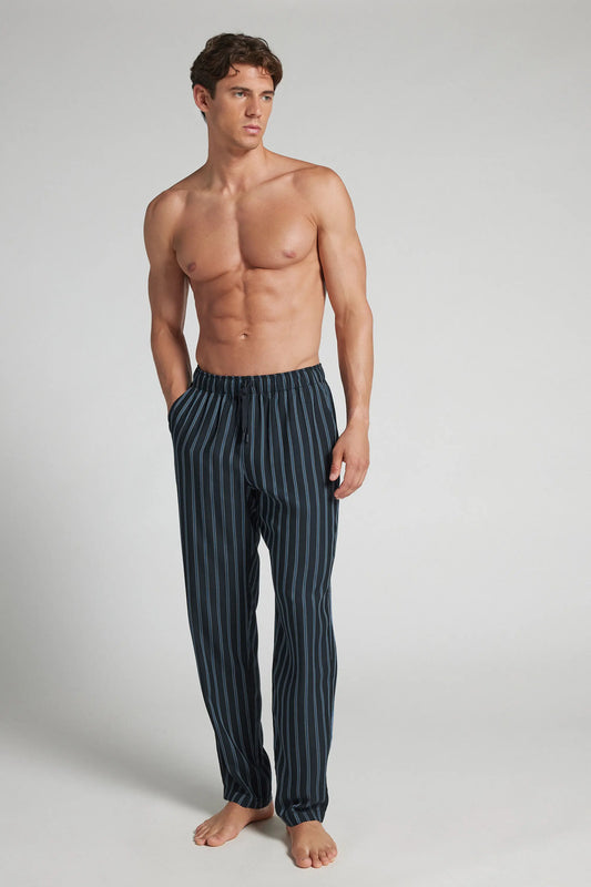 Full Length Pants in Blue Stripe Modal Fabric
